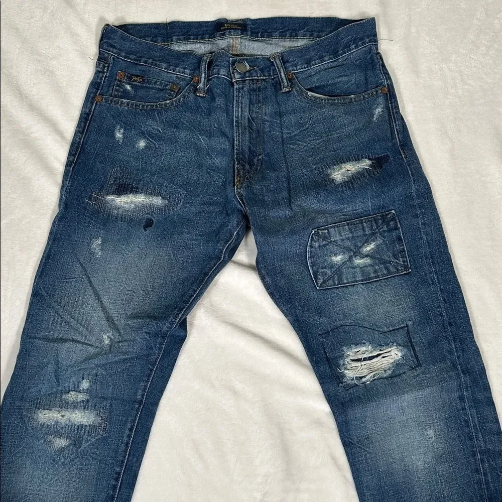 Ralph Lauren Classic Blue Distressed Denim Jeans